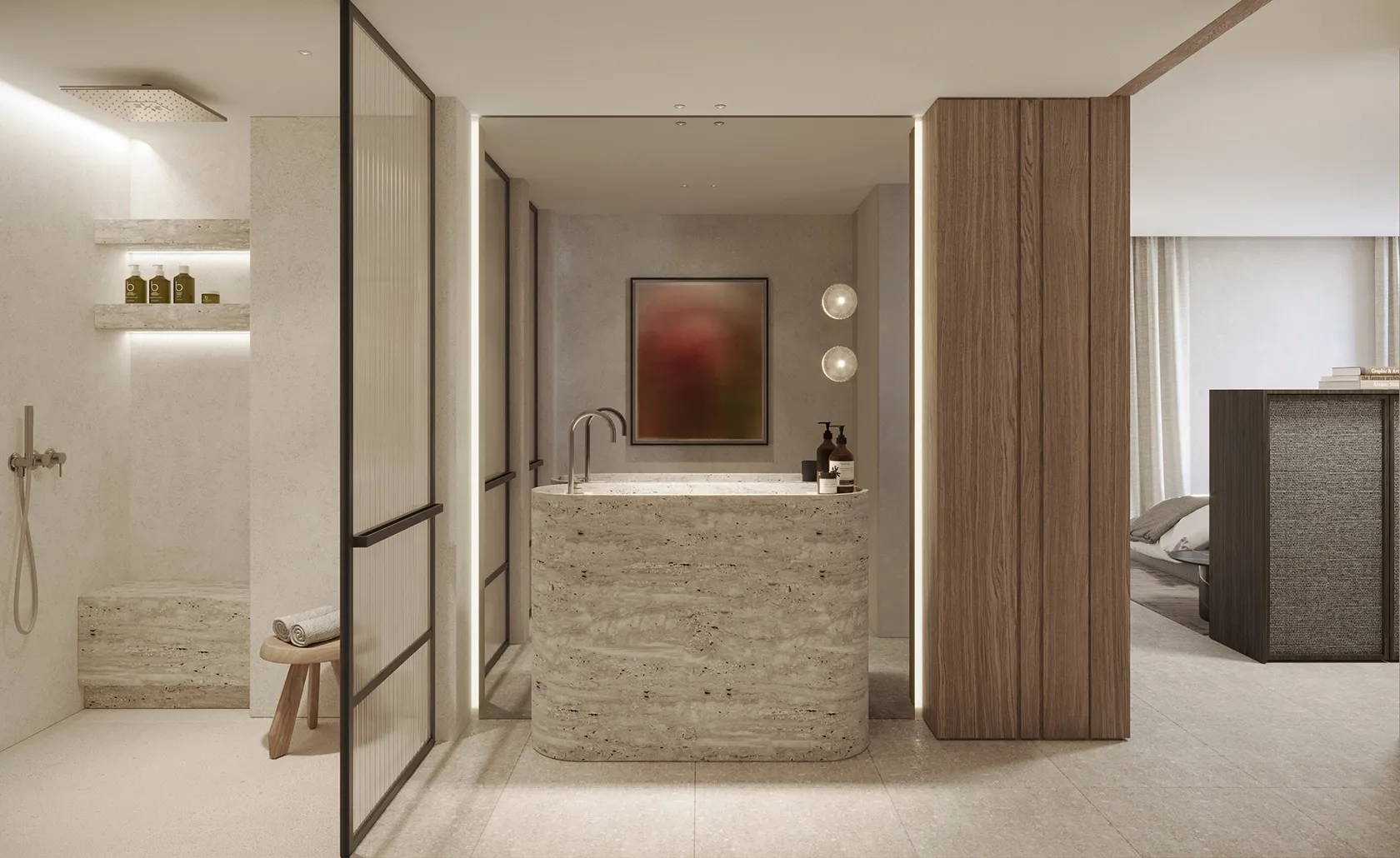 Marble surfaces reflect light and elegance